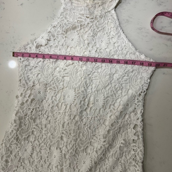 White Halter Sheath Midi Dress for Brides - Picture 9 of 11